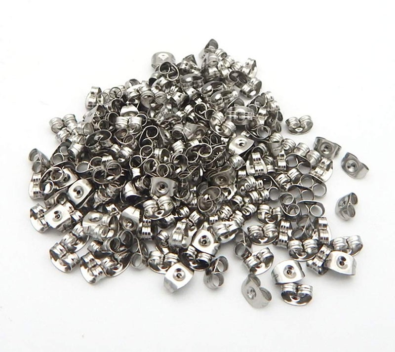 Chunney 300 Pieces Stainless Steel Butterfly Earring Backs (Silver 5x3.5mm) - Image 4